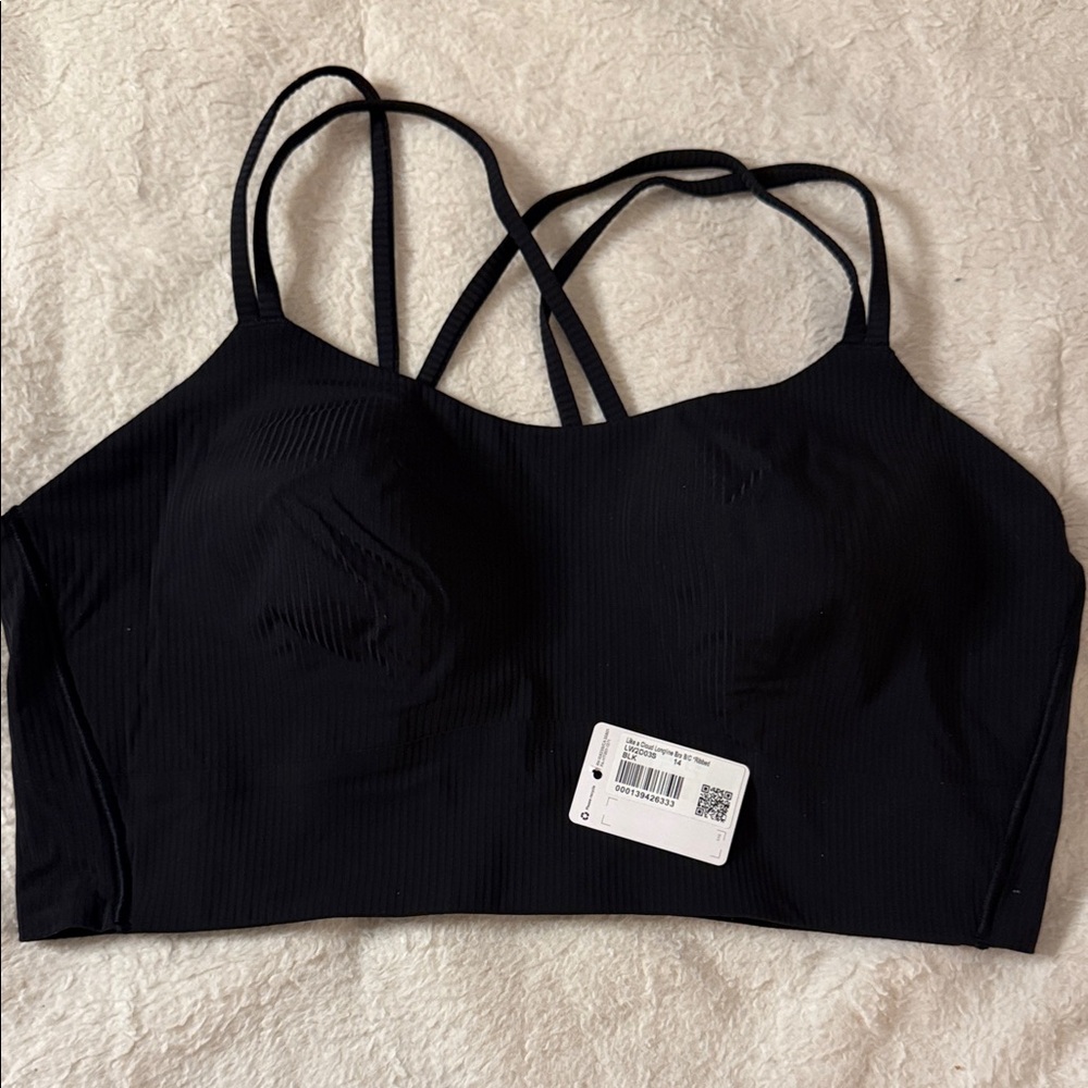 Like a Cloud Long-Line Bra *Rib B/C | BLK | 14